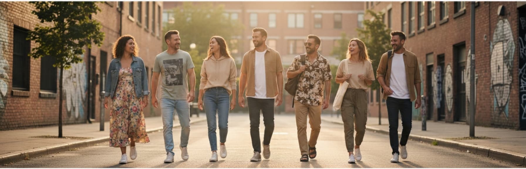 A stylish man and woman in casual wear.