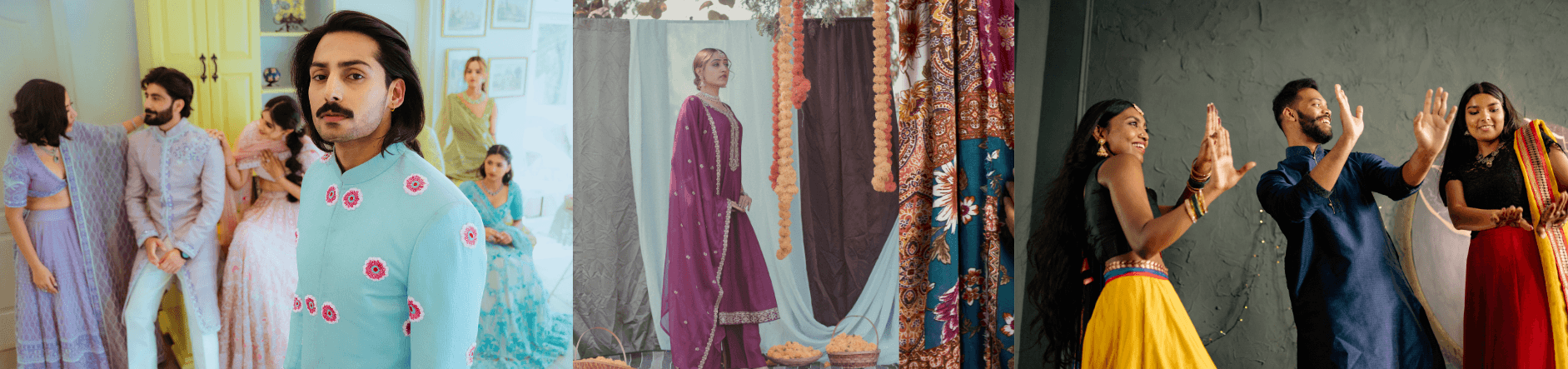 Colorful display of traditional ethnic wear.